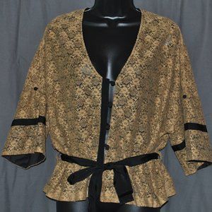 MahNah MahNah Jen Kao Gold Lace Jacket Blouse Top 8